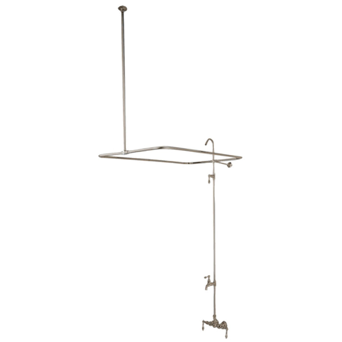 Kingston Heirloom CC61T8 - Vintage Four-Handle 2-Hole Tub Wall Mount Clawfoot Tub Faucet with Shower Enclosure, Brushed Nickel