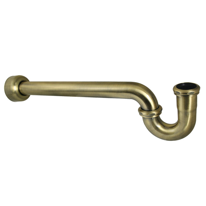 Kingston Trimscape CC6243 1-1/4 (or 1-1/2) x 1-1/2 Inch Decor P-Trap with High Box Flange, 19 Inch Length, 18 Gauge, Antique Brass