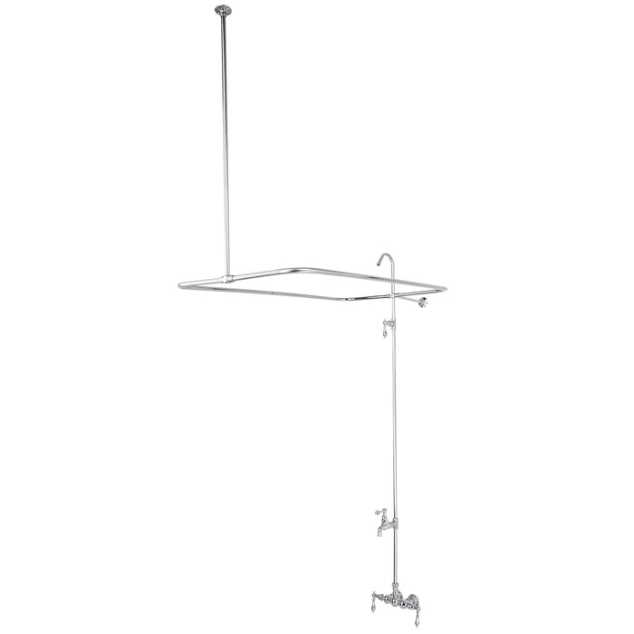 Kingston Heirloom CC62T1 - Vintage Four-Handle 2-Hole Tub Wall Mount Clawfoot Tub Faucet with Shower Enclosure, Polished Chrome