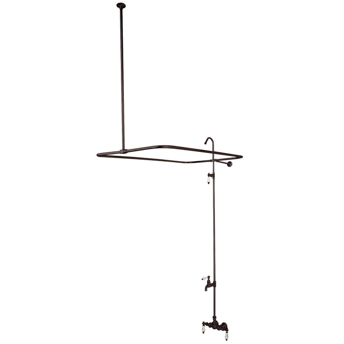 Kingston Heirloom CC63T5 - Vintage Three-Handle 2-Hole Tub Wall Mount Clawfoot Tub Faucet with Shower Enclosure, Oil Rubbed Bronze