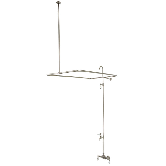 Kingston Heirloom CC63T8 - Vintage Three-Handle 2-Hole Tub Wall Mount Clawfoot Tub Faucet with Shower Enclosure, Brushed Nickel