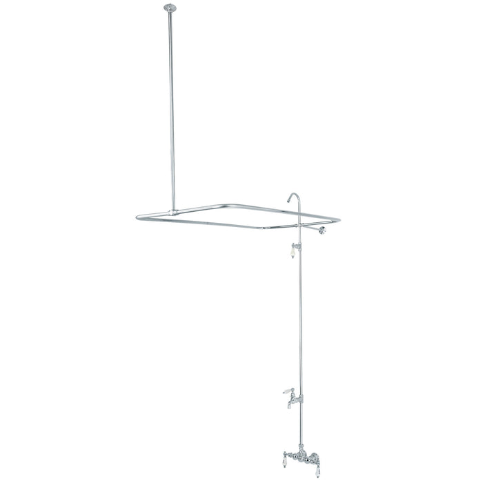 Kingston Heirloom CC64T1 - Vintage Three-Handle 2-Hole Tub Wall Mount Clawfoot Tub Faucet with Shower Enclosure, Polished Chrome