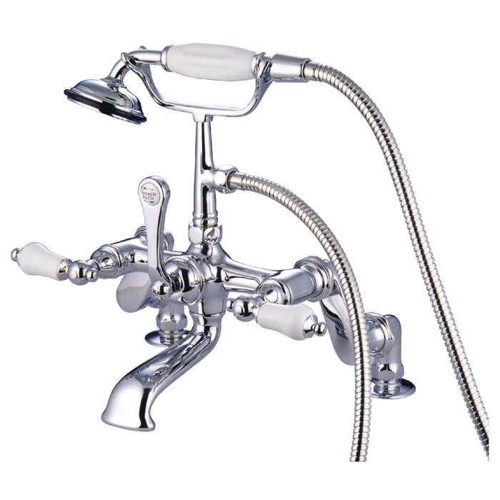 Kingston Heirloom CC656T1 - Vintage Three-Handle 2-Hole Deck-Mount Clawfoot Tub Faucet with Hand Shower, Polished Chrome