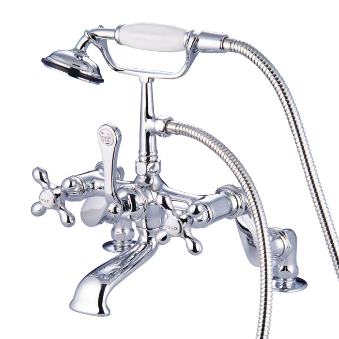 Kingston Heirloom CC658T1 - Vintage Three-Handle 2-Hole Deck-Mount Clawfoot Tub Faucet with Hand Shower, Polished Chrome