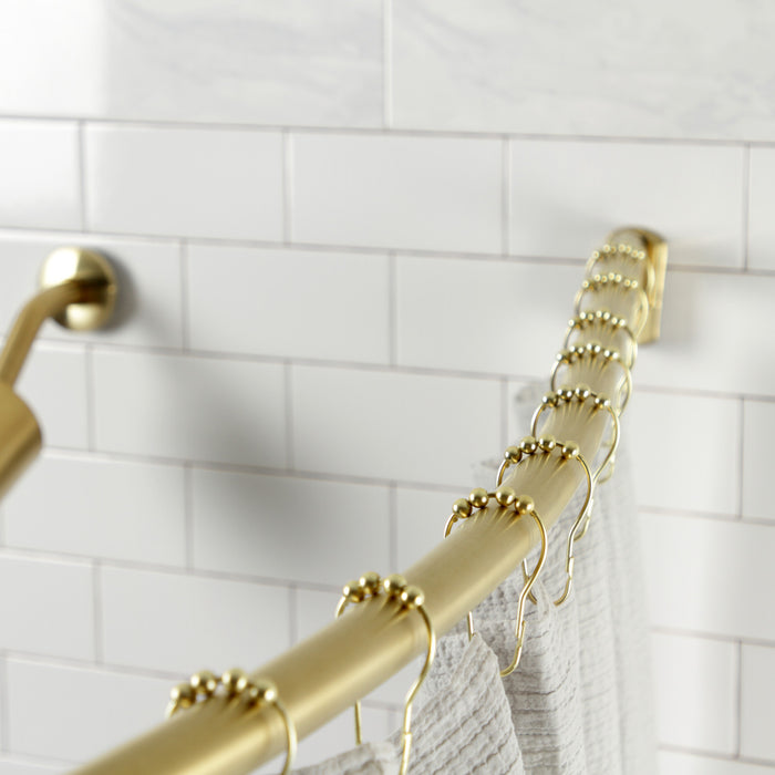 Kingston Edenscape CC6727 60-Inch-72-Inch Stainless Steel Adjustable Single Curved Shower Curtain Rod, Brushed Brass