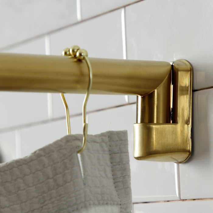 Edenscape CC6727 60-Inch-72-Inch Stainless Steel Adjustable Single Curved Shower Curtain Rod, Brushed Brass