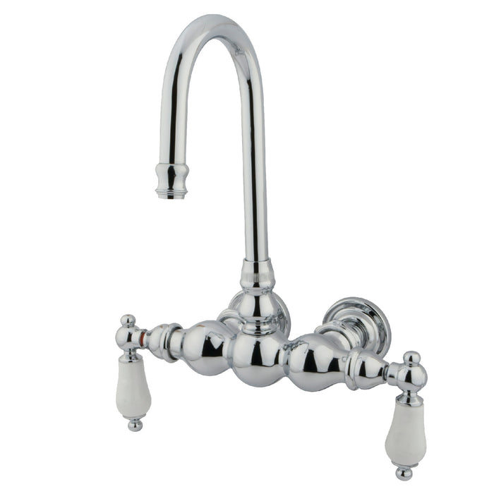 Kingston Heirloom CC6T1 - Vintage Two-Handle 2-Hole Tub Wall Mount Clawfoot Tub Faucet, Polished Chrome