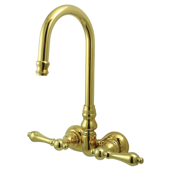 Kingston Heirloom CC71T2 - Vintage Two-Handle 2-Hole Tub Wall Mount Clawfoot Tub Faucet, Polished Brass