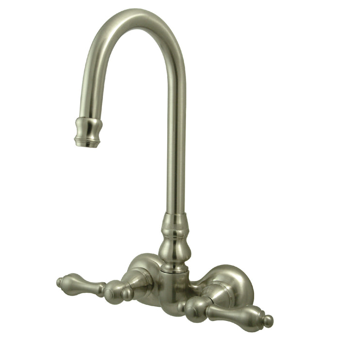 Kingston Heirloom CC71T8 - Vintage Two-Handle 2-Hole Tub Wall Mount Clawfoot Tub Faucet, Brushed Nickel