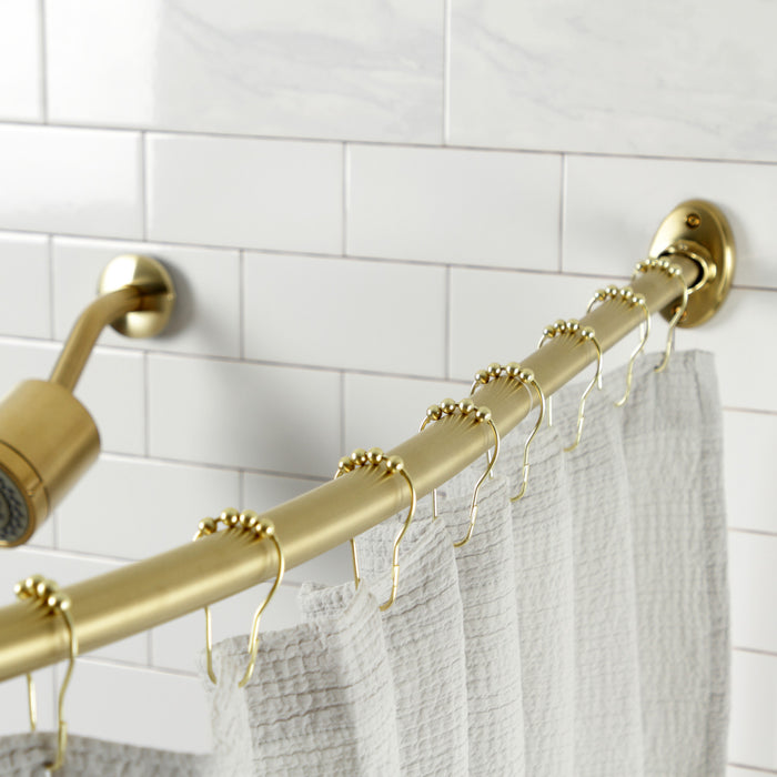 Kingston Edenscape CC7217 72-Inch Stainless Steel Single Curved Shower Curtain Rod, Brushed Brass