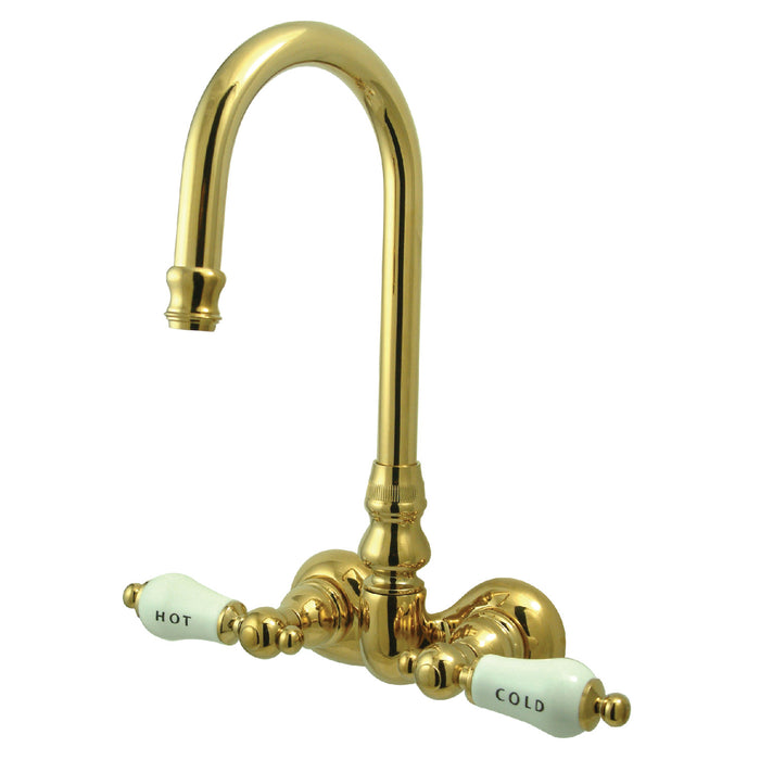 Kingston Heirloom CC73T2 - Vintage Two-Handle 2-Hole Tub Wall Mount Clawfoot Tub Faucet, Polished Brass