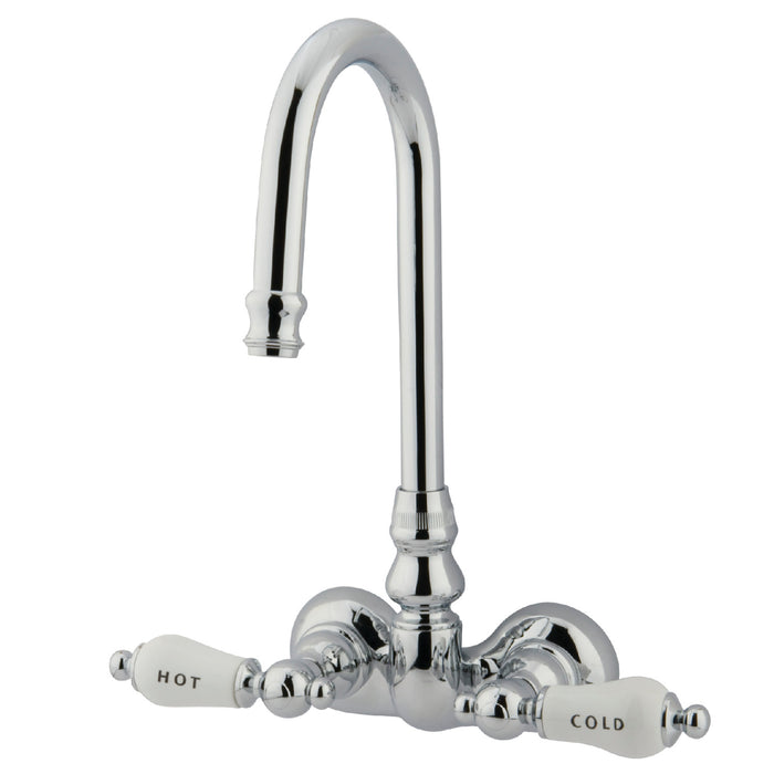 Kingston Heirloom CC74T1 - Vintage Two-Handle 2-Hole Tub Wall Mount Clawfoot Tub Faucet, Polished Chrome