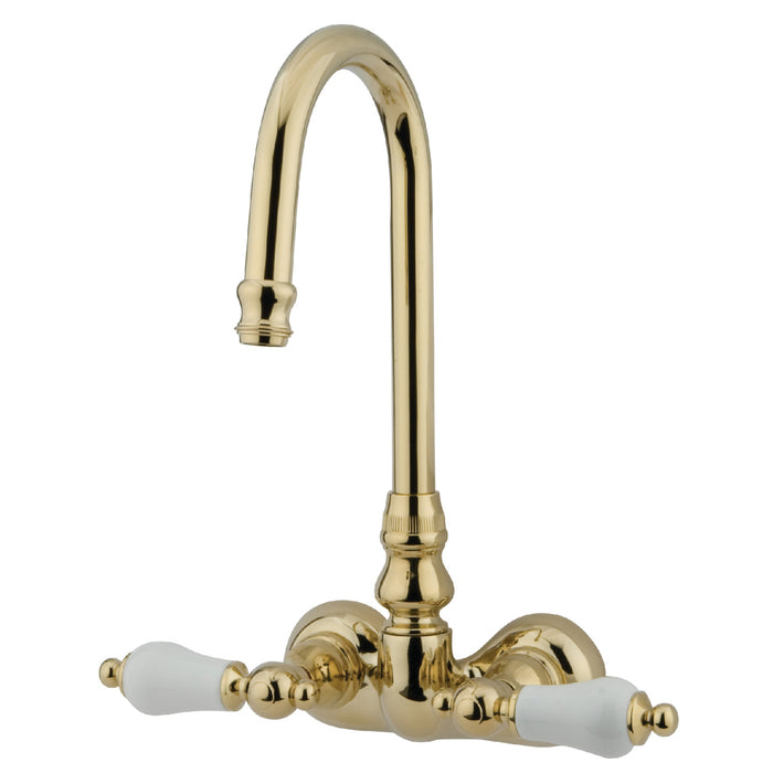 Kingston Tulare CC75T2 - Vintage Two-Handle 2-Hole Tub Wall Mount Clawfoot Tub Faucet, Polished Brass