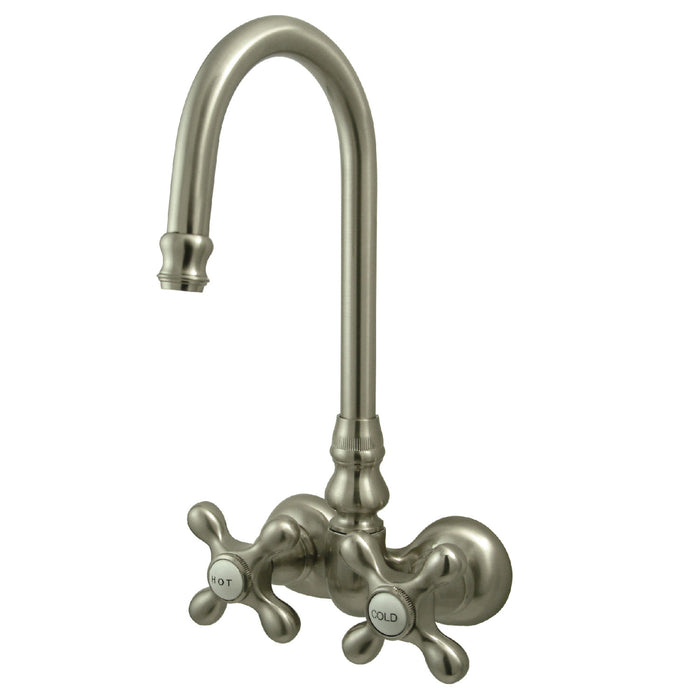 Kingston Heirloom CC77T8 - Vintage Two-Handle 2-Hole Tub Wall Mount Clawfoot Tub Faucet, Brushed Nickel