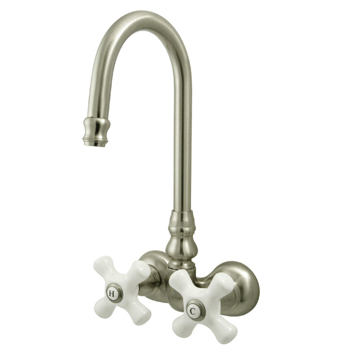 Kingston Heirloom CC79T8 - Vintage Two-Handle 2-Hole Tub Wall Mount Clawfoot Tub Faucet, Brushed Nickel