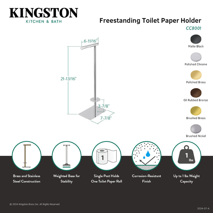 Kingston Sona CC8007 - Claremont Freestanding Toilet Paper Holder, Brushed Brass