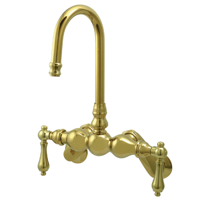 Kingston Heirloom CC81T2 - Vintage Two-Handle 2-Hole Tub Wall Mount Clawfoot Tub Faucet, Polished Brass