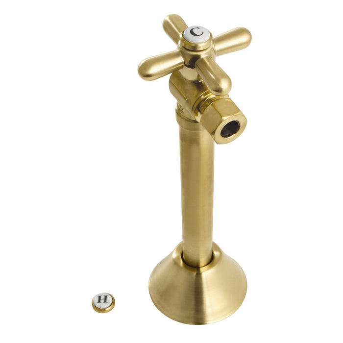 Kingston Heirloom CC83207X - Vintage 1/2-Inch Sweat x 3/8-Inch O.D. Comp Angle Shut-Off Valve with 5-Inch Extension, Brushed Brass