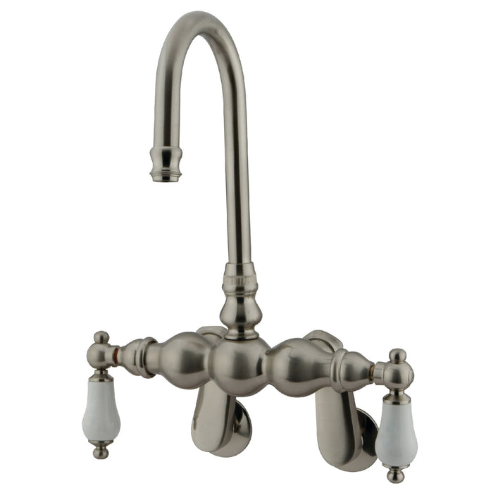 Kingston Heirloom CC83T8 - Vintage Two-Handle 2-Hole Tub Wall Mount Clawfoot Tub Faucet, Brushed Nickel
