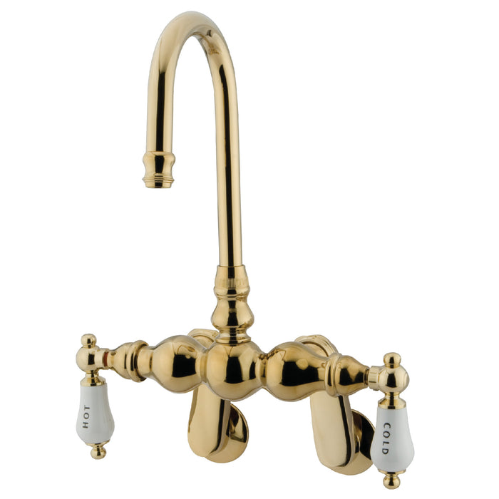 Kingston Heirloom CC85T2 - Vintage Two-Handle 2-Hole Tub Wall Mount Clawfoot Tub Faucet, Polished Brass