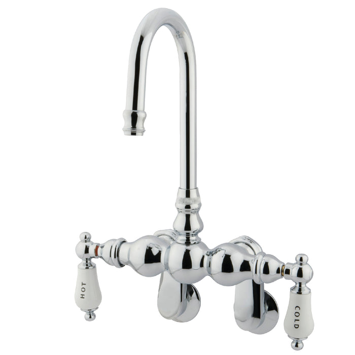 Kingston Heirloom CC86T1 - Vintage Two-Handle 2-Hole Tub Wall Mount Clawfoot Tub Faucet, Polished Chrome