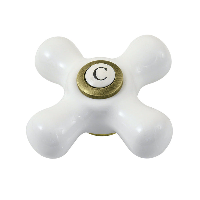 Kingston Vintage CCCX3C Porcelain Cross Handle (Cold Side), Antique Brass