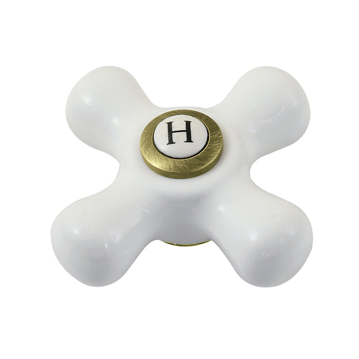 Kingston Vintage CCCX3H Porcelain Cross Handle (Hot Side), Antique Brass