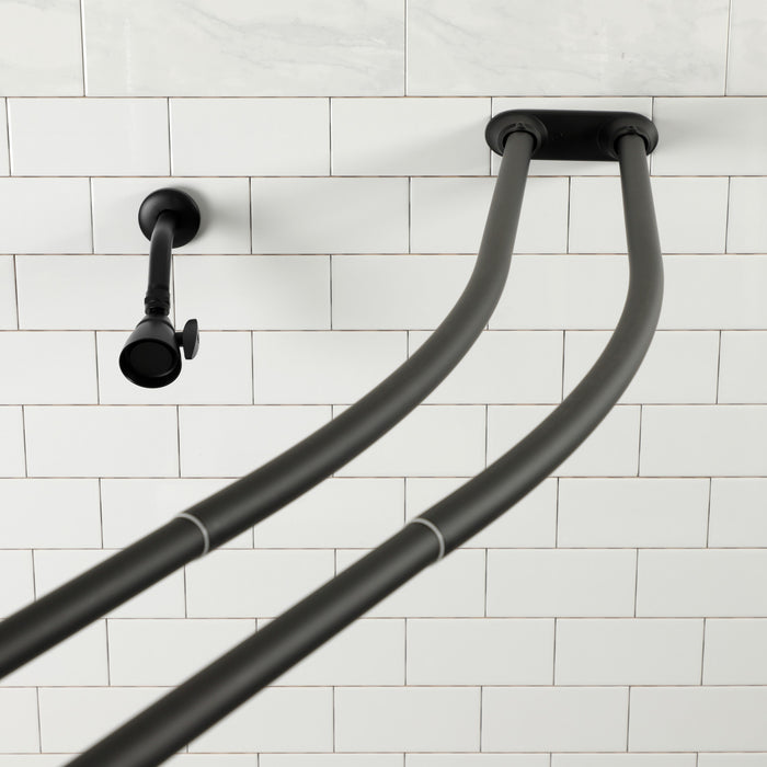 Kingston Edenscape CCD2170 60-Inch to 72-Inch Adjustable Double Curved Shower Curtain Rod, Matte Black