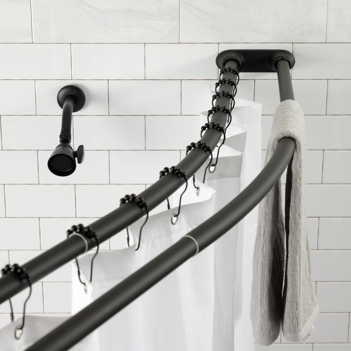 Kingston Edenscape CCD2170 60-Inch to 72-Inch Adjustable Double Curved Shower Curtain Rod, Matte Black