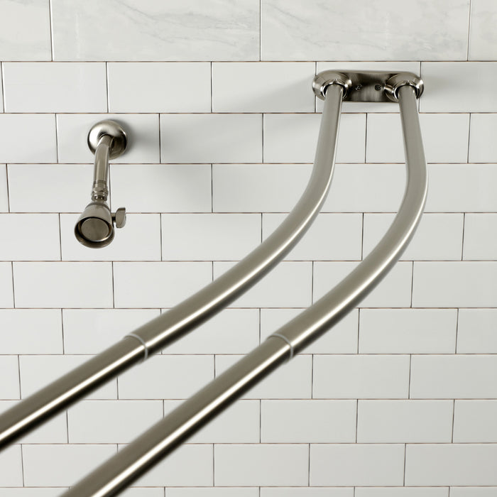 Kingston Edenscape CCD2178 60-Inch to 72-Inch Adjustable Double Curved Shower Curtain Rod, Brushed Nickel