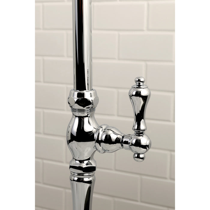 Kingston Heirloom CCK104T1 - Vintage Three-Handle 2-Hole Freestanding Clawfoot Tub Faucet Package with Supply Line and Hand Shower, Polished Chrome