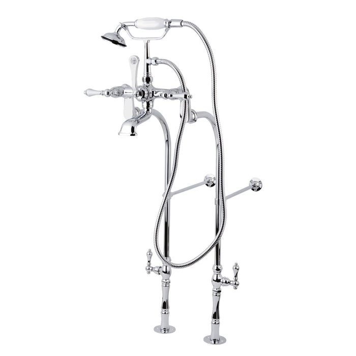 Kingston Heirloom CCK104T1 - Vintage Three-Handle 2-Hole Freestanding Clawfoot Tub Faucet Package with Supply Line and Hand Shower, Polished Chrome