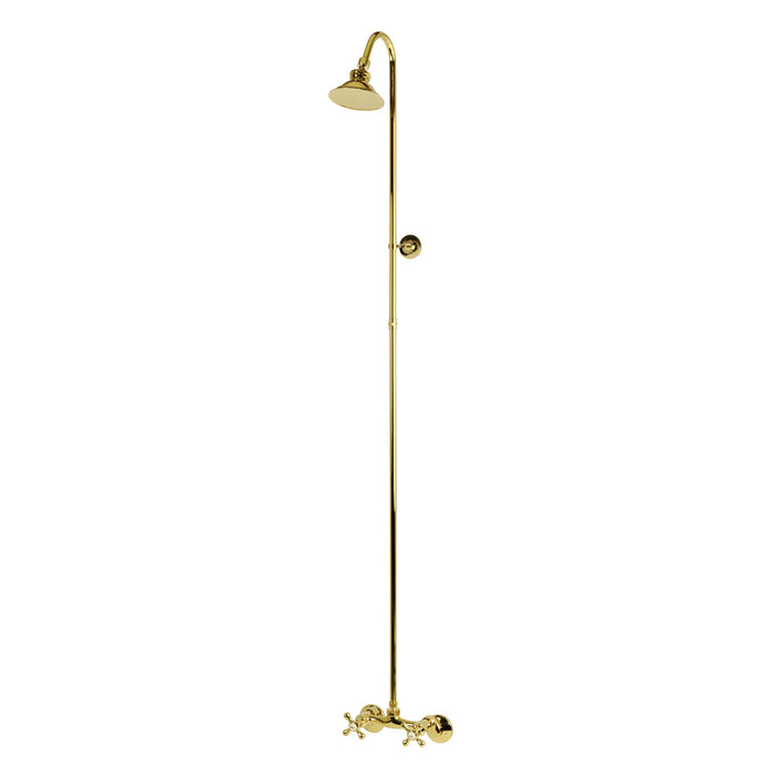Kingston Heirloom CCK2132 - Vintage Wall Mount Shower Combo, Polished Brass