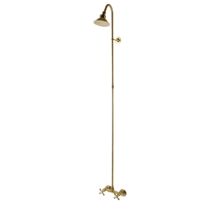 Kingston Heirloom CCK2137 - Vintage Wall Mount Shower Combo, Brushed Brass