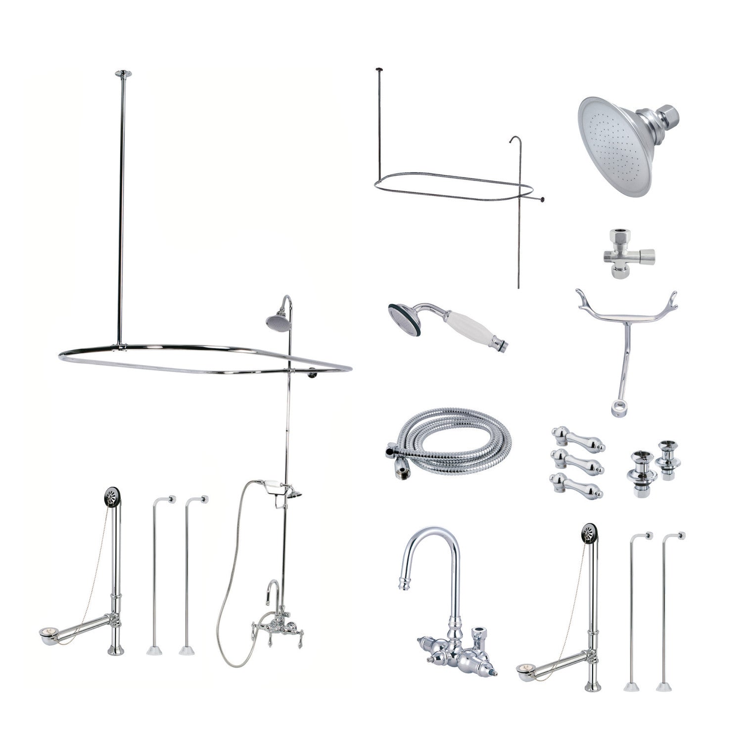 Kingston Brass Vintage CCK2141AL ThreeHandle 2Hole Tub Wall Mount