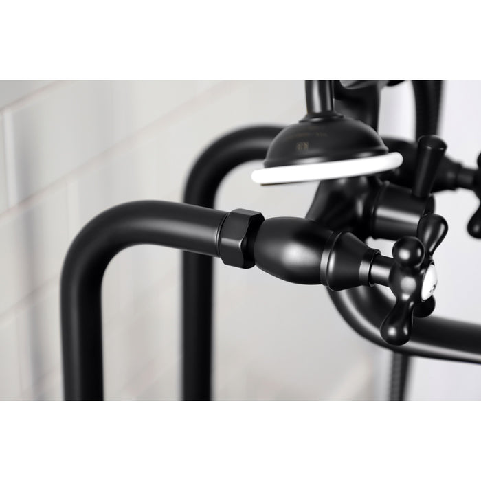 Kingston Heirloom CCK226K0 - Kingston Three-Handle 2-Hole Freestanding Clawfoot Tub Faucet Package with Supply Line and Stop Valve, Matte Black