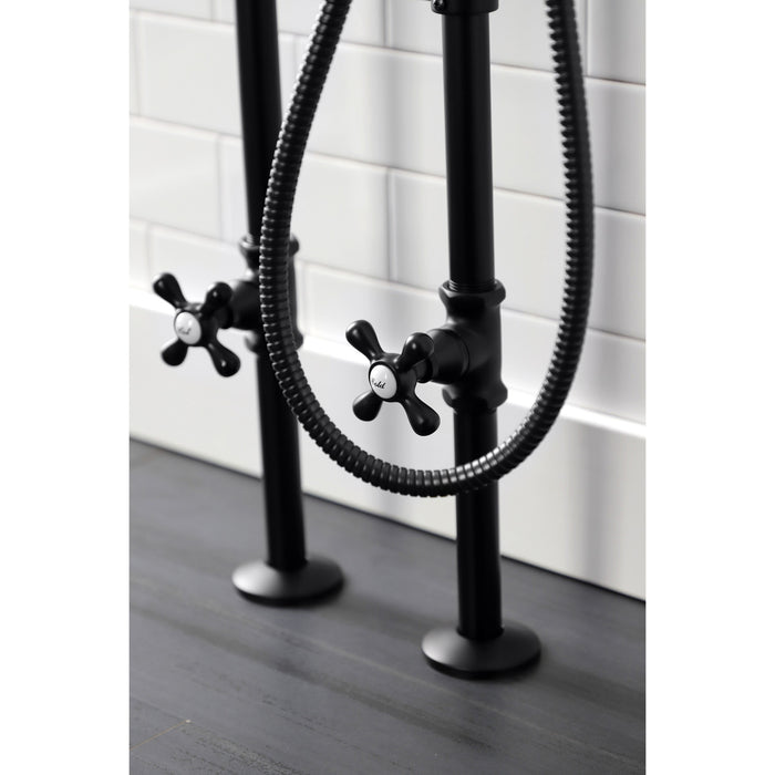 Kingston Heirloom CCK226K0 - Kingston Three-Handle 2-Hole Freestanding Clawfoot Tub Faucet Package with Supply Line and Stop Valve, Matte Black