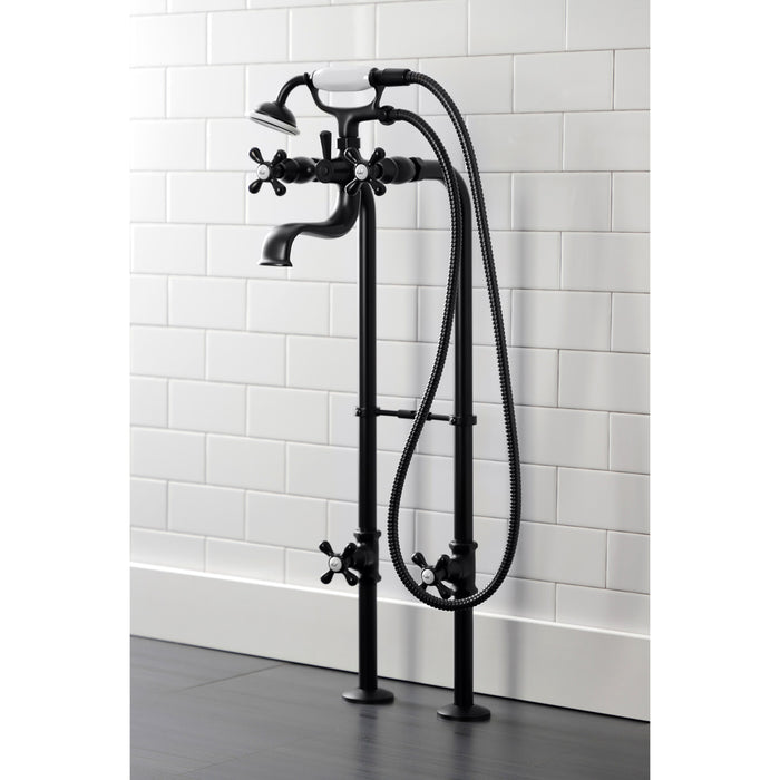 Kingston Heirloom CCK226K0 - Kingston Three-Handle 2-Hole Freestanding Clawfoot Tub Faucet Package with Supply Line and Stop Valve, Matte Black