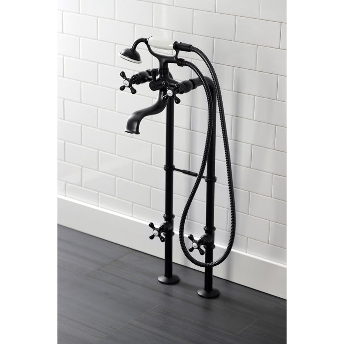 Kingston Heirloom CCK226K0 - Kingston Three-Handle 2-Hole Freestanding Clawfoot Tub Faucet Package with Supply Line and Stop Valve, Matte Black