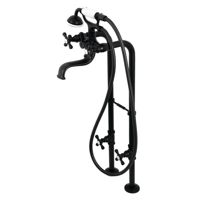 Kingston Heirloom CCK226K0 - Kingston Three-Handle 2-Hole Freestanding Clawfoot Tub Faucet Package with Supply Line and Stop Valve, Matte Black