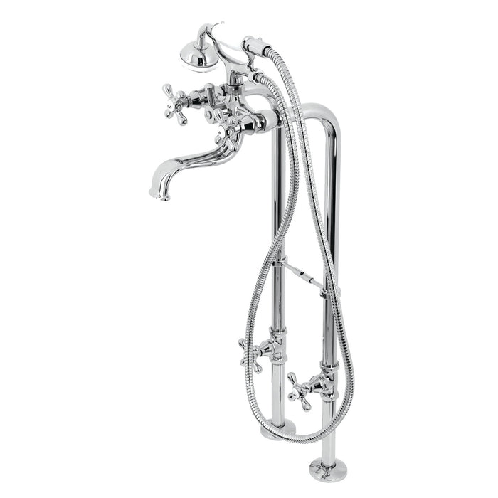 Kingston Heirloom CCK226K1 - Kingston Three-Handle 2-Hole Freestanding Clawfoot Tub Faucet Package with Supply Line and Stop Valve, Polished Chrome