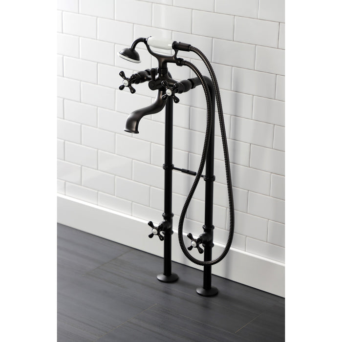 Kingston Heirloom CCK226K5 - Kingston Three-Handle 2-Hole Freestanding Clawfoot Tub Faucet Package with Supply Line and Stop Valve, Oil Rubbed Bronze