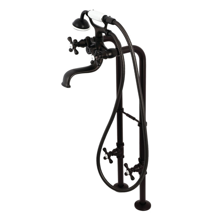 Kingston Heirloom CCK226K5 - Kingston Three-Handle 2-Hole Freestanding Clawfoot Tub Faucet Package with Supply Line and Stop Valve, Oil Rubbed Bronze