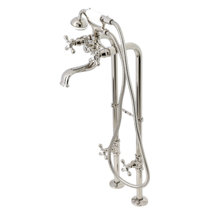 Kingston Heirloom CCK226K6 - Kingston Three-Handle 2-Hole Freestanding Clawfoot Tub Faucet Package with Supply Line and Stop Valve, Polished Nickel
