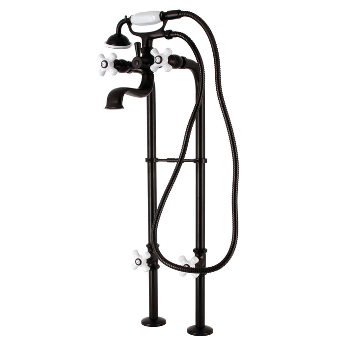 Kingston Heirloom CCK226PXK5 - Kingston Three-Handle 2-Hole Freestanding Clawfoot Tub Faucet Package with Supply Line and Stop Valve, Oil Rubbed Bronze