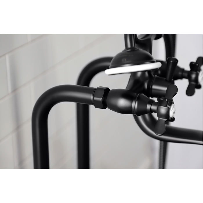 Kingston Heirloom CCK246K0 - Essex Three-Handle 2-Hole Freestanding Clawfoot Tub Faucet Package with Supply Line and Stop Valve, Matte Black