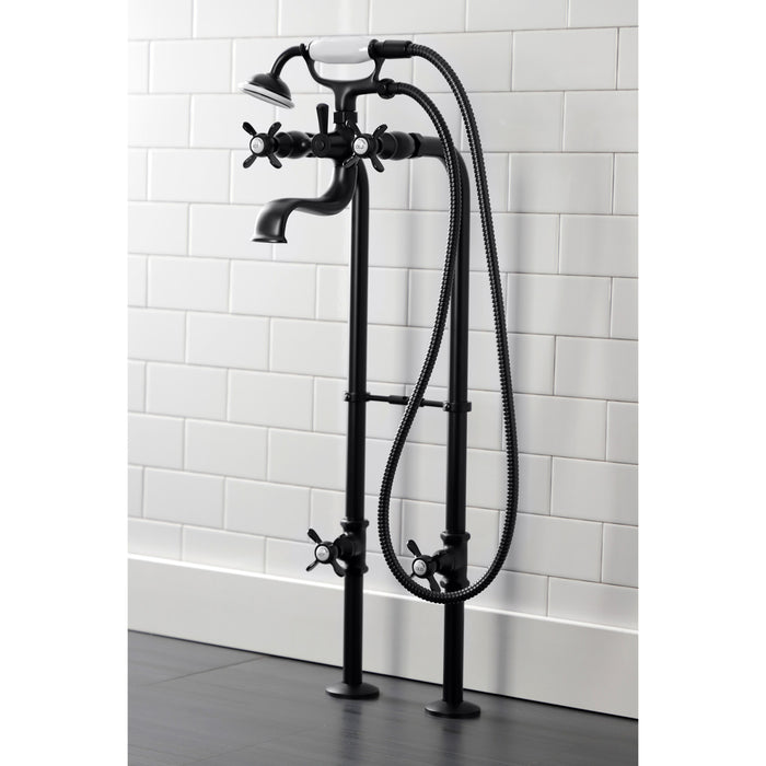 Kingston Heirloom CCK246K0 - Essex Three-Handle 2-Hole Freestanding Clawfoot Tub Faucet Package with Supply Line and Stop Valve, Matte Black