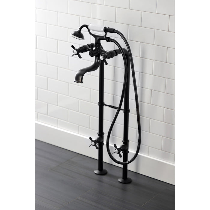 Kingston Heirloom CCK246K0 - Essex Three-Handle 2-Hole Freestanding Clawfoot Tub Faucet Package with Supply Line and Stop Valve, Matte Black