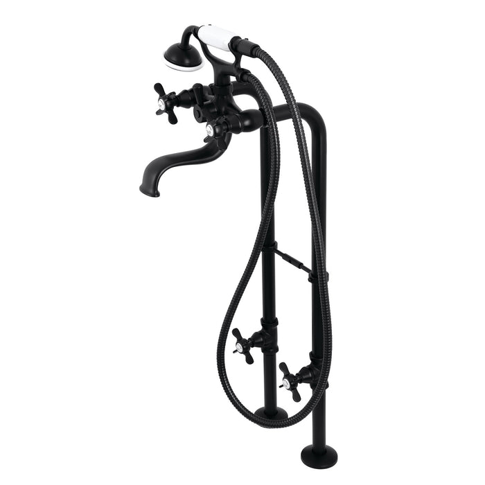 Kingston Heirloom CCK246K0 - Essex Three-Handle 2-Hole Freestanding Clawfoot Tub Faucet Package with Supply Line and Stop Valve, Matte Black