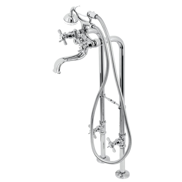 Kingston Heirloom CCK246K1 - Essex Three-Handle 2-Hole Freestanding Clawfoot Tub Faucet Package with Supply Line and Stop Valve, Polished Chrome
